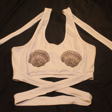 Haut court buste halter à imprimé coquillage
