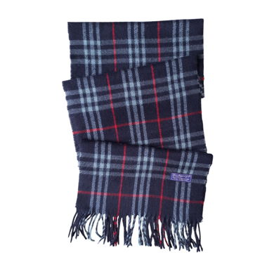 Vintage Burberry Scarf 100% Lambswool Darkblue