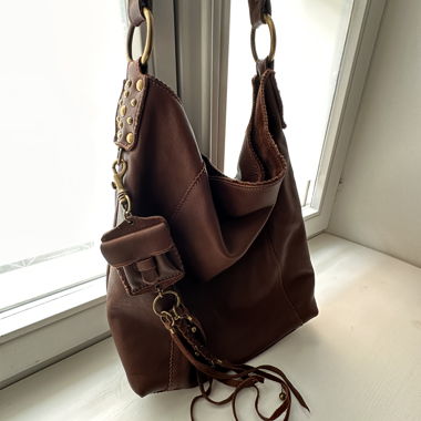 Navyboot leather handbag in boho style