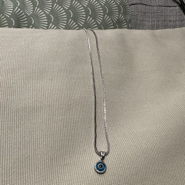 Neue Halskette Beschützendes Auge blau/silber