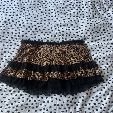 Leopard mini skirt with tulle
