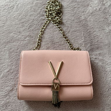 Clutch a tracolla Valentino rosa con catena