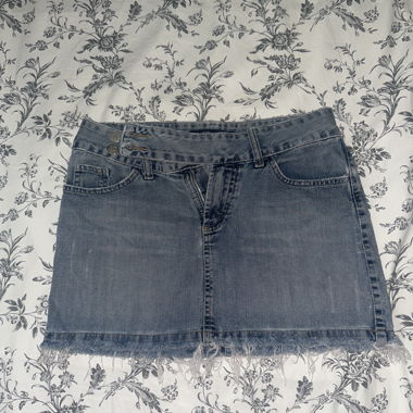 Low-Rise Denim Mini Skirt