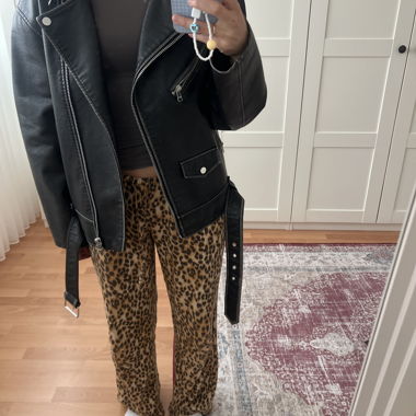Lederlook-Bikerjacke schwarz