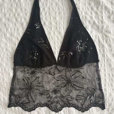Top in pizzo Stradivarius nero