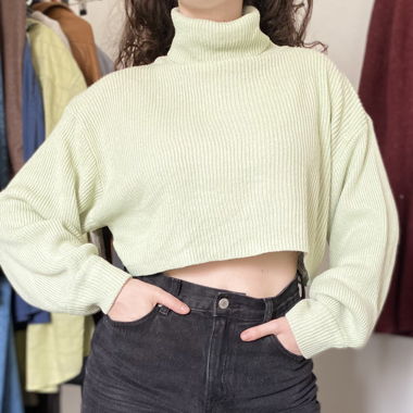 Pastel Green Crop Sweater