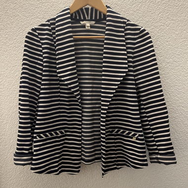 Blazer rayé marine et blanc