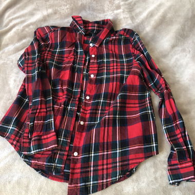 Red Plaid Button-Up Shirt
