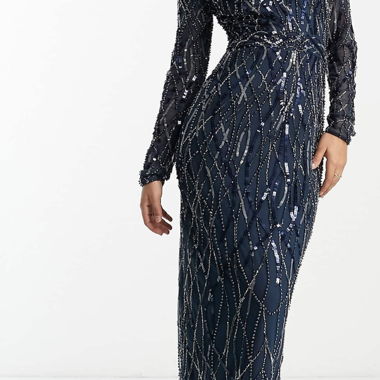 Abito da sera con paillettes blu