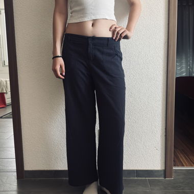 Dunkelblaue Sommer Stoffhose