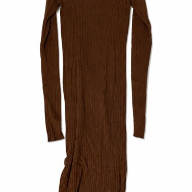 Brown Rib-Knit Dress