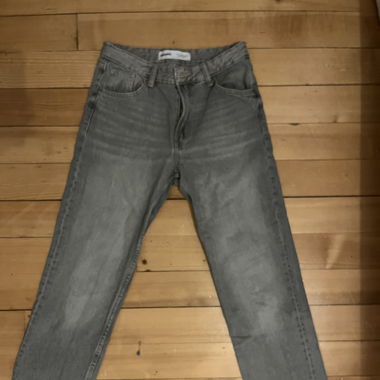 jeans gris taille haute 