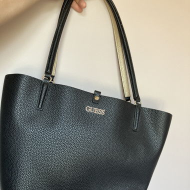 Schwarz/Beige/Goldene GuessShopper