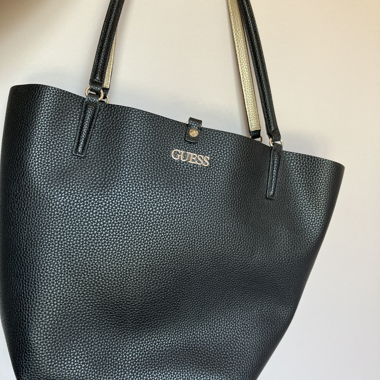 Schwarz/Beige/Goldene GuessShopper