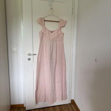Blush pink bridesmaid dress with straps