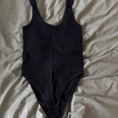 Ribbed black bodysuit
