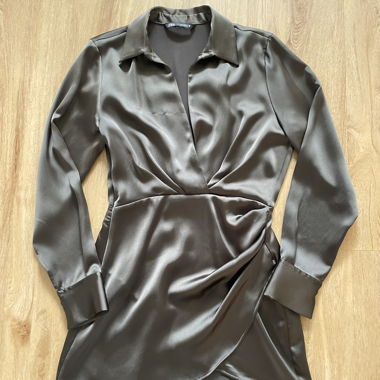 Abito camicia in raso Zara - taupe/kaki