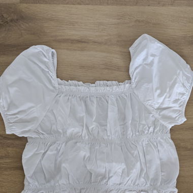 Weisses Puff-Sleeve-Crop-Top