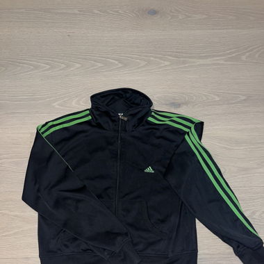Black and green adidas zip-up hoodie 