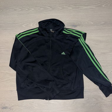 Black and green adidas zip-up hoodie 