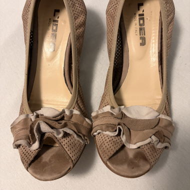 Décolleté marroni/beige con tacco 