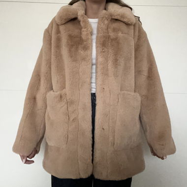 Fakefur Jacke beige