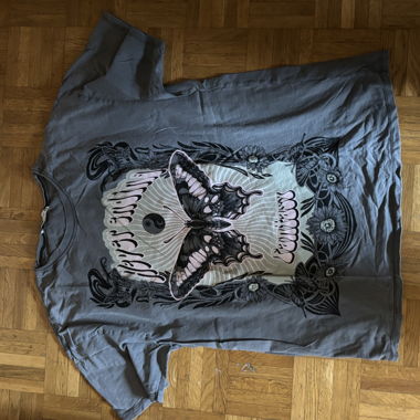 Grey T-shirt with Butterfly Print