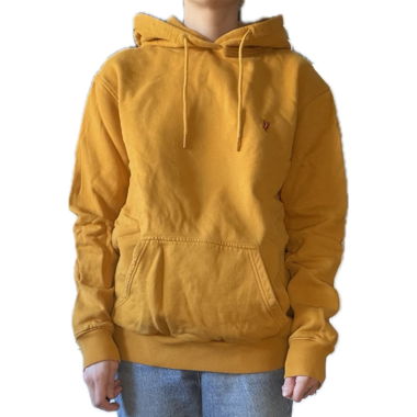 Mustard yellow hoodie with front embroidery 