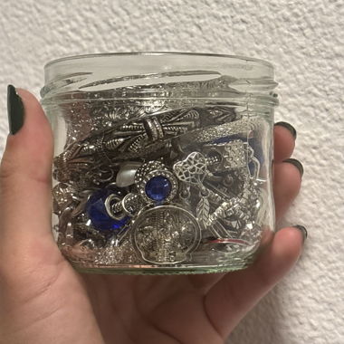 Mystery Jewelry Glass Silver