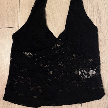 Black lace halter top
