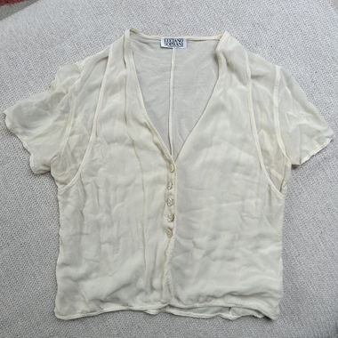 Kurze Seidenbluse Luciano Soprani creme Grösse M