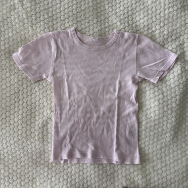Y2k pink white striped top / baby tee