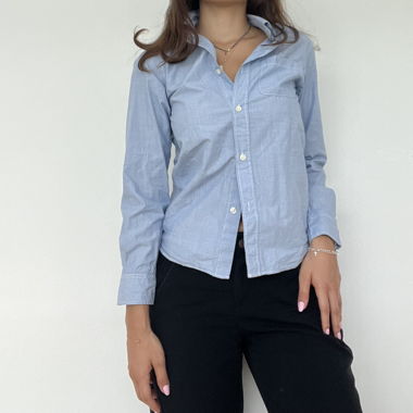 Blue button up top