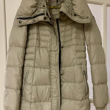 Guess padded long women's coat light grey