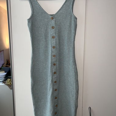 Ribbed Button mini Dress