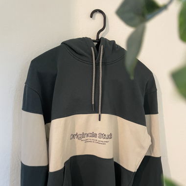 Sweat à capuche Jack & Jones vert et beige