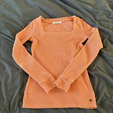 Rippstrick-Pullover orange