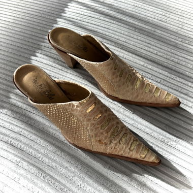 Mules à talon en cuir made in Italy 