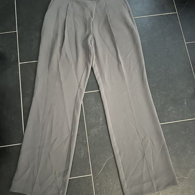 Pantaloni a vita alta grigi a gamba larga taglia 38