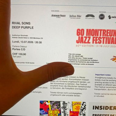 Deep Purple - Montreux Jazz Festival Ticket 