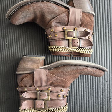 Braune Leder-Stiefeletten Gr. 38
