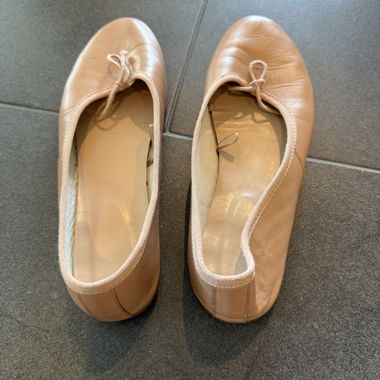 Beige Faux Leather Ballerinas