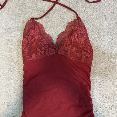 Red Lace Halter Top
