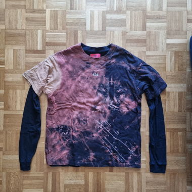 424 T-shirt scolorito a doppio strato rielaborato