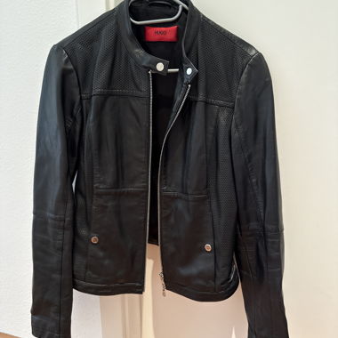 Giacca in pelle nera HUGO