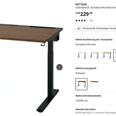 Scrivania IKEA MITTZON, 120x80 cm