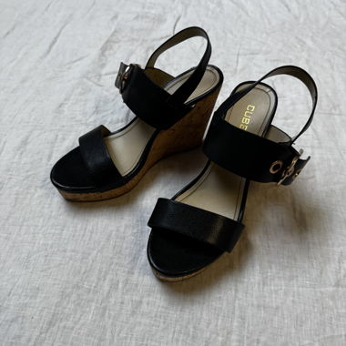 Black Platform Wedge Sandals