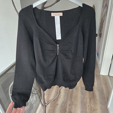 Black Twinset Zip-Up Sweater