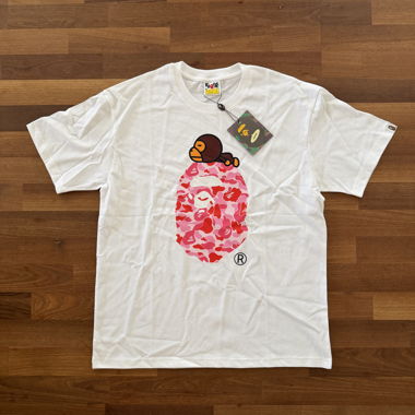 T-shirt BAPE Baby Milo Pink Camo Bianco L Nuova