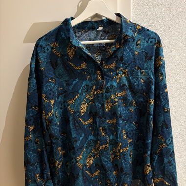 Shirt - green and leopard print